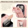 imageUnder seat Carry On Luggage with Wheels Multiple Compartments Airline Approved Personal Item Bag Travel CarryOn with Leather Handle Lightweight Rolling Suitcase for Women Beige BrownPink