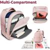 imageRolling Backpack for Women with Wheels roller Laptop Travel Backpack Lightweight Water Resistant Wheeled Underseat Carry On Luggage for Work and College Black PurplePink