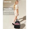 imageRolling Backpack for Women with Wheels roller Laptop Travel Backpack Lightweight Water Resistant Wheeled Underseat Carry On Luggage for Work and College Black PurpleBlack Purple