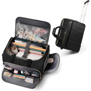 imageRolling Craft Bag with Wheels AllinOne Rolling Scrapbook Tote No Installation Required Rolling Teacher Bag Fits 16 Laptop Art bags for supplies for DIY Sewing Scrapbooking SuppliesBeige BrownBlack