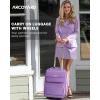 imageUnderseat Carry On Luggage with Wheels Airline Approved Personal Item Luggage 16Inch Multifunctional Underseat Luggage Lightweight Overnight Suitcase for Women Bussiness Travel Beige BrownPurple