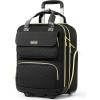 imageUnderseat Carry On Luggage with Wheels Airline Approved Personal Item Luggage 16Inch Multifunctional Underseat Luggage Lightweight Overnight Suitcase for Women Bussiness Travel Beige BrownBlack