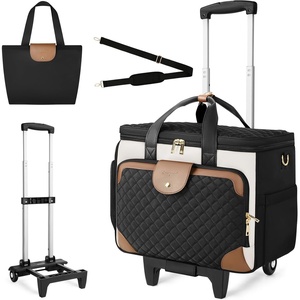 image:imageArcoyard Rolling Teacher Bag with File Teacher Tote and Detachable Trolley Large Rolling Bag for Work with 173 Inch Laptop Compartment Work Bags for Women Teaching Nurse Craft Beige BrownBeige Brown