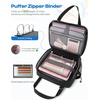 image:imagePuffer Zipper Binder 3 Ring with Pencil Pouch 3 Dring Binder with Zipper and Shoulder Strap 600 Sheets Capacity Zip Up Binder with 156 Laptop Pocket Binder Bag for School College Office Black