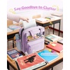 image:imageZipper Binder 3 Ring with Ita Window 3 Inch DRing Binder with Zipper and Strap Fits 14 Laptop 600 Sheets Capacity 3in1 ShoulderBackpackHandle Binder Bag for School Office Commute BlackPurple