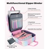 image:imageZipper Binder 3 Ring with Ita Window 3 Inch DRing Binder with Zipper and Strap Fits 14 Laptop 600 Sheets Capacity 3in1 ShoulderBackpackHandle Binder Bag for School Office Commute BlackPink Blue