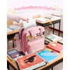 image:imageZipper Binder 3 Ring with Ita Window 3 Inch DRing Binder with Zipper and Strap Fits 14 Laptop 600 Sheets Capacity 3in1 ShoulderBackpackHandle Binder Bag for School Office Commute BlackPink